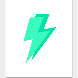 Bright Mint Green, Lightning Bolts Posters and Art